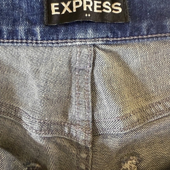 Express Blue High Waist Denim Shorts - Picture 3 of 6